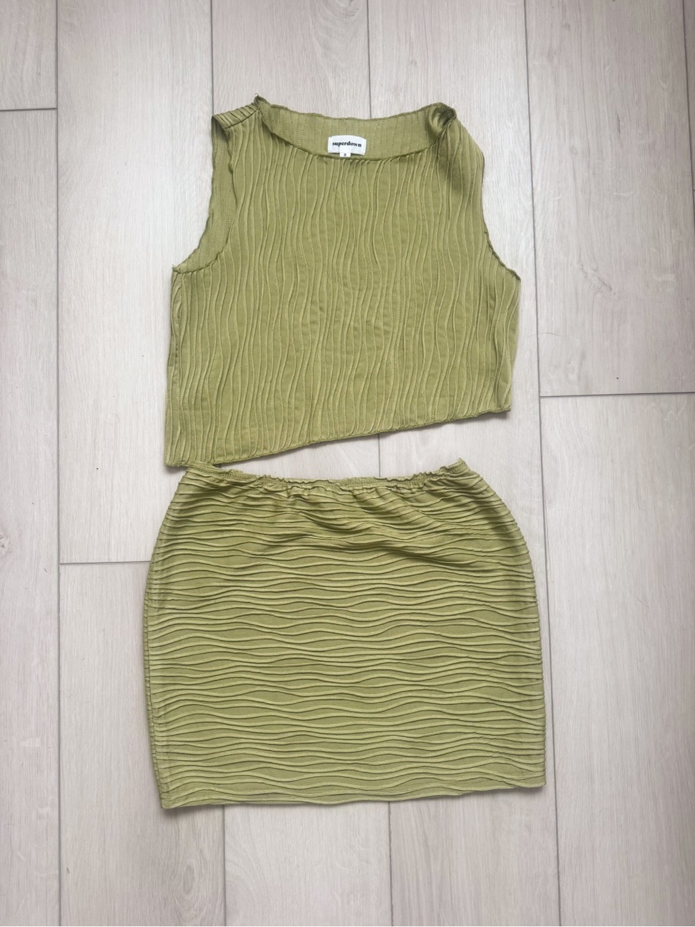 Two-Piece Olive Green Textured Set